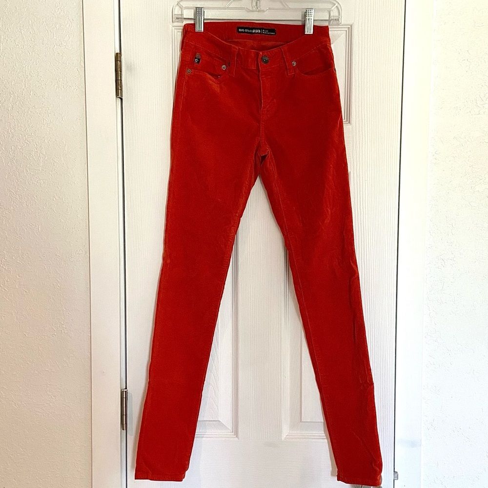 Mid rise skinny orange corduroy pants 26